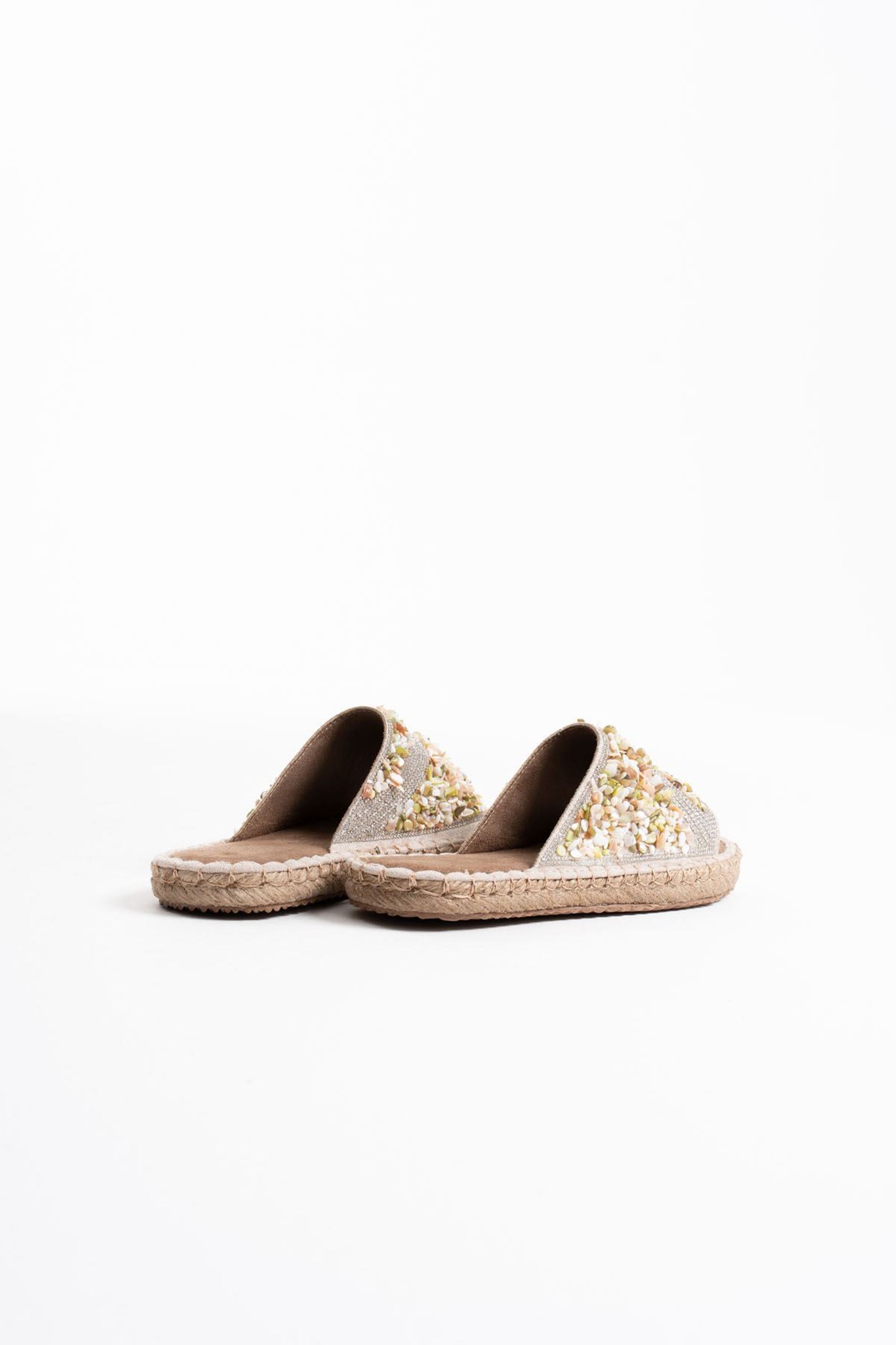 Soly Kadın Taş İşlemeli Şık Günlük Rahat Terlik - Bej