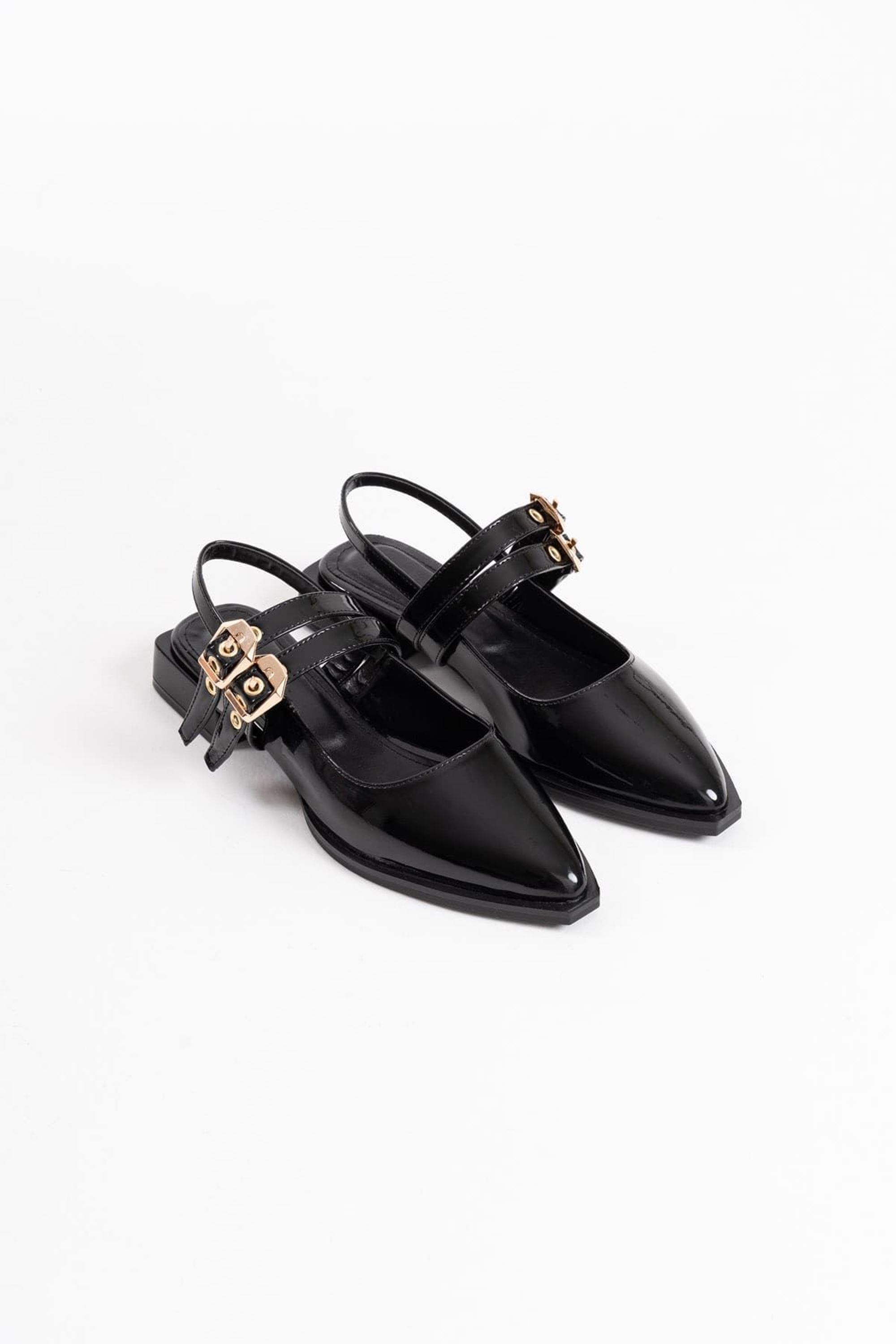 Venessa Kadın Rugan Kemer Detaylı Kadın Topuklu Ayakkabı - Siyah