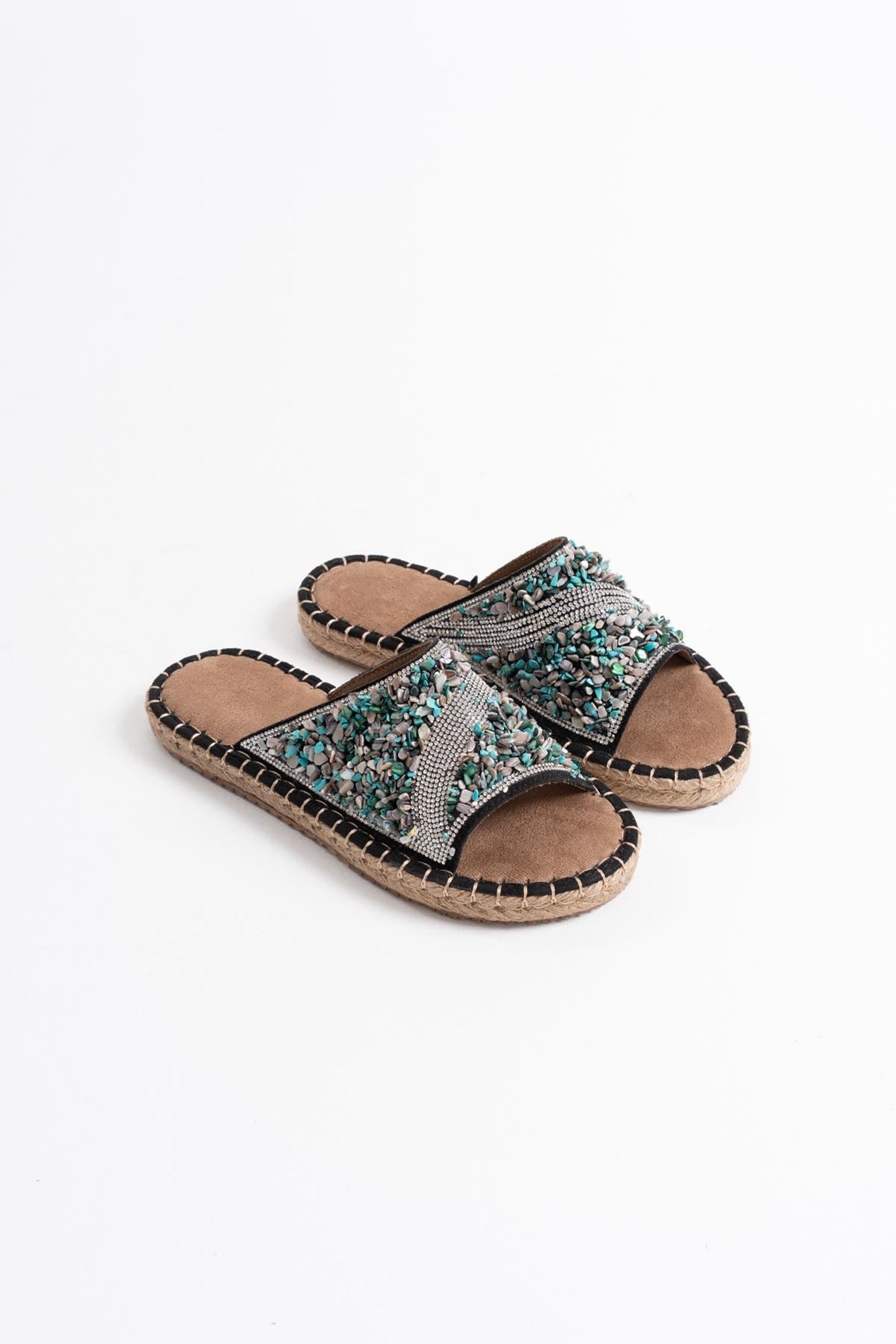 Soly Kadın Taş İşlemeli Şık Günlük Rahat Terlik - Siyah