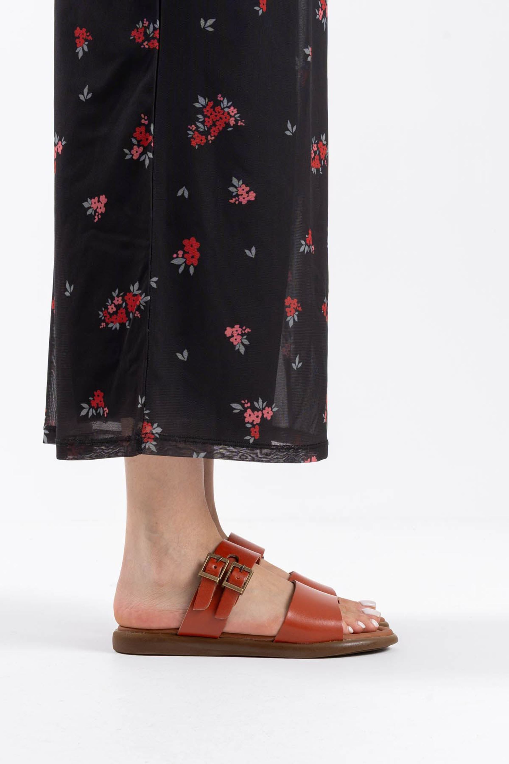 Noola Kadın Şık Toka Detaylı Rahat Hakiki Deri Terlik - Kiremit