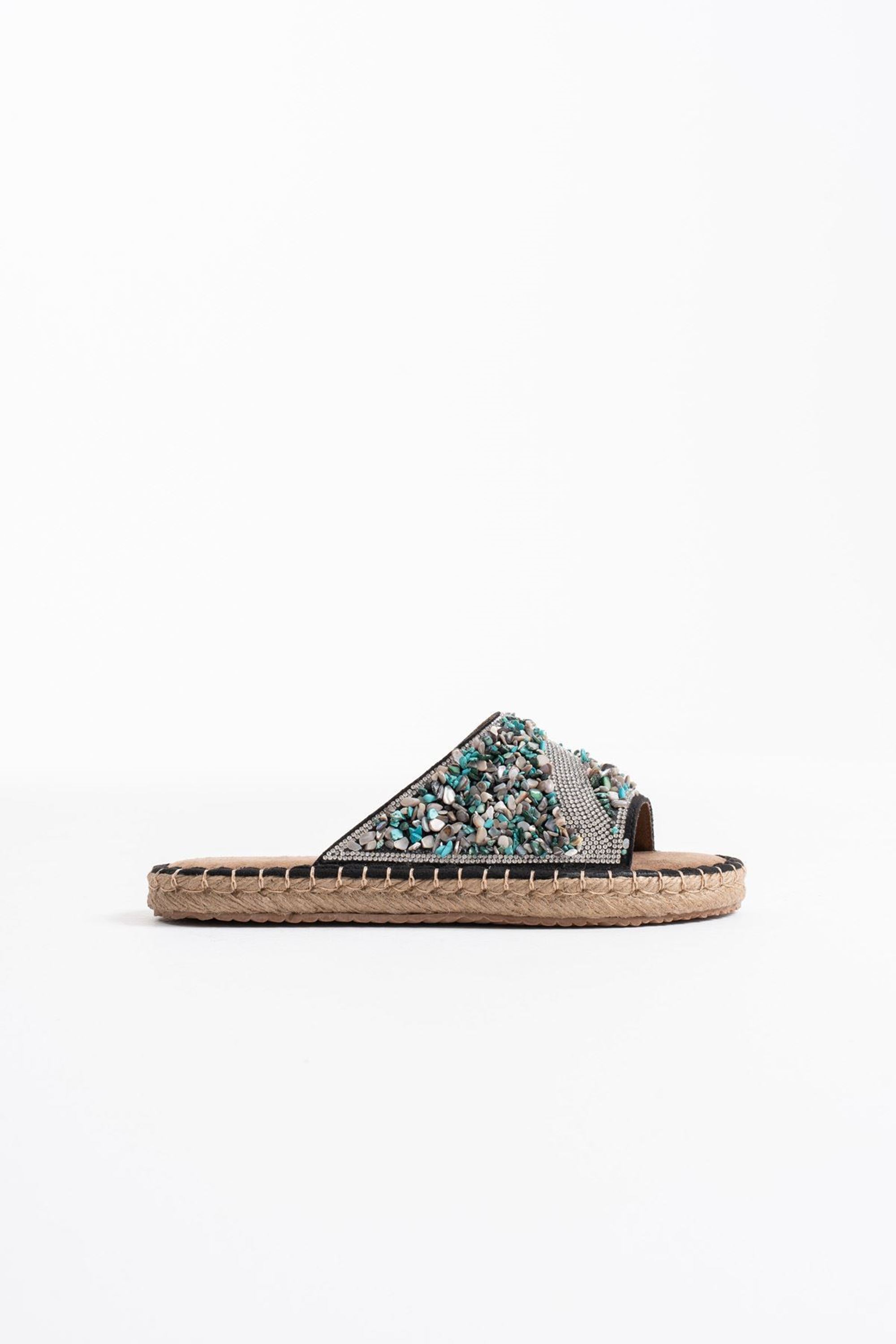 Soly Kadın Taş İşlemeli Şık Günlük Rahat Terlik - Siyah