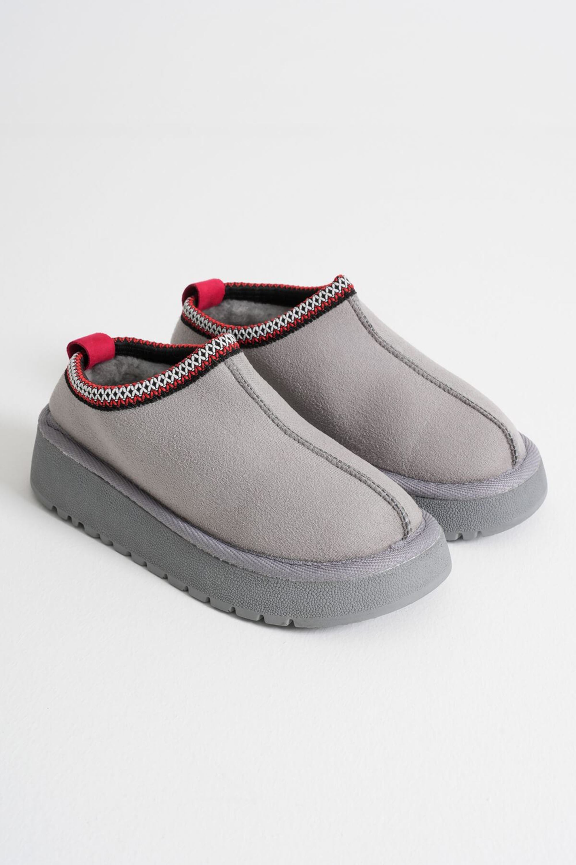 Myrella Kadın Su Geçirmez Süet Kışlık Kürklü Terlik - Gri