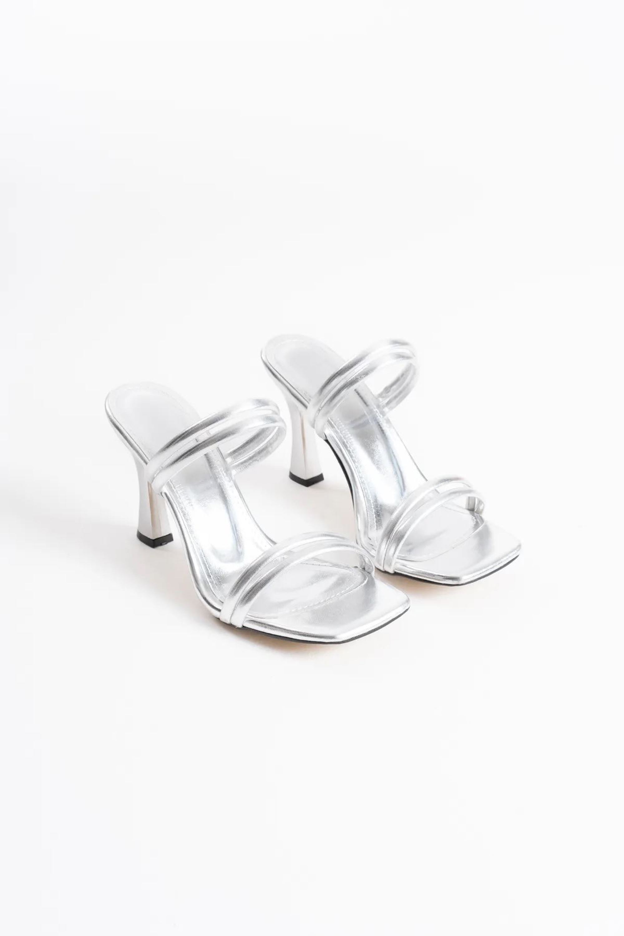 Corvelle Kadın Şık Topuklu Terlik - Gümüş