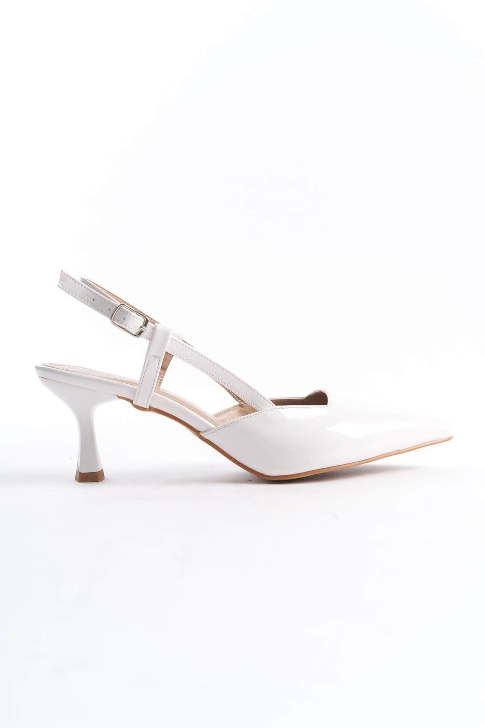 Mira Kadın Beyaz Rugan Topuklu Ayakkabı