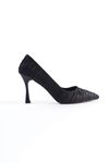Valesa Kadın Premium Tasarım Saten İnce Topuklu Stiletto - Siyah