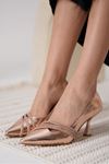Malvia Kadın Rugan Taş Detaylı Abiye Topuklu Ayakkabı Stiletto - Rose/Gold