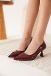 Lavea Kadın Rugan Topuklu Ayakkabı Stiletto - Bordo