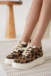 Glaren Kadın Boy Uzatan Gizli Topuklu Spor Ayakkabı Sneaker - Leopar