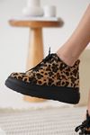 Glaren Kadın Boy Uzatan Gizli Topuklu Spor Ayakkabı Sneaker - Leopar