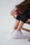 Movix Kadın Gümüş Detaylı Spor Ayakkabı Sneaker - Beyaz