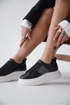 Frenor Kadın Sıradışı Şık Taş Detaylı Kadın Sneaker - Siyah
